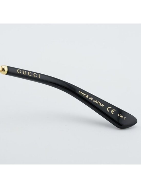 Gucci GG0592S 002 Sunglasses Black/Gold Square Frame, Smoke Gradient Lenses main image 9